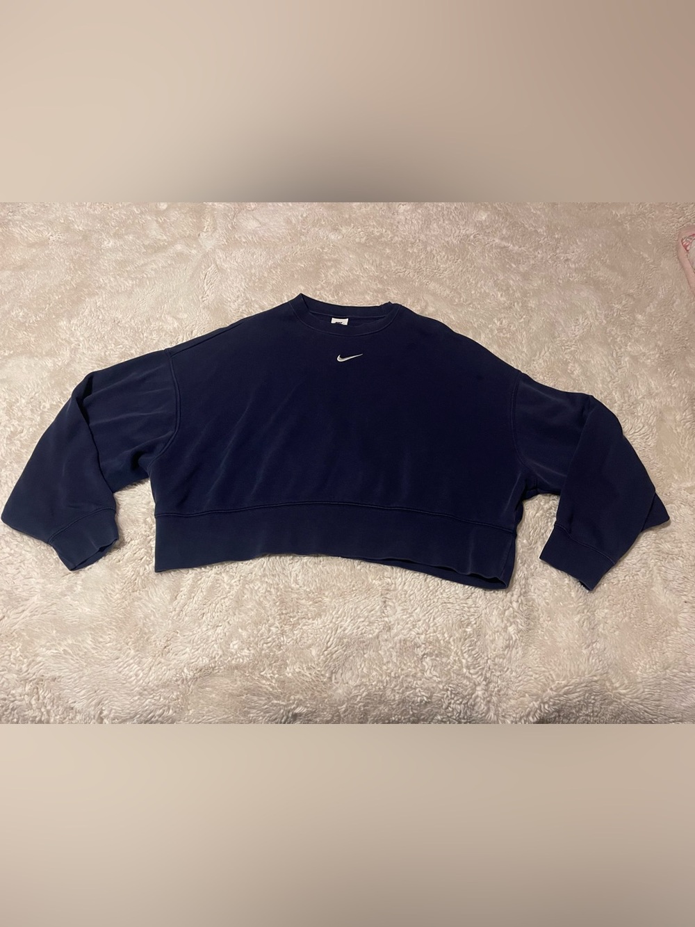 Nike Collection Essentials Oversized Fleece Crewneck Sweatshirt Navy Blue Small